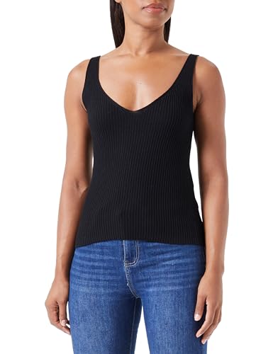 VERO MODA Damski top z dzianiny Vmglory Sl Rib Top Ga Noos Ptt, czarny, S