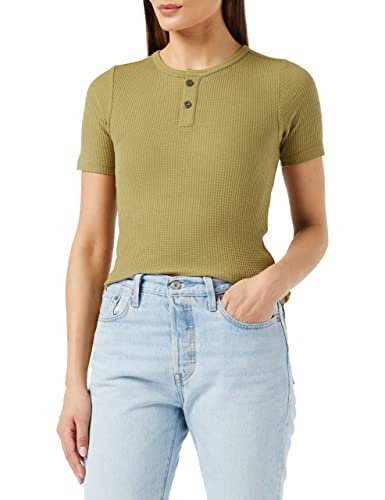 G-STAR RAW, Damski top z waflowym wąskim wzorem dla dziadka, Grün (Fresh Army Green C983-9822), XL