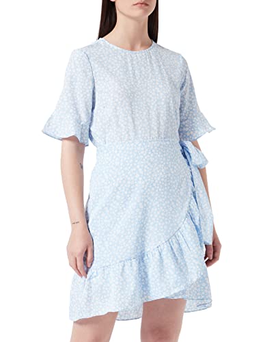 VERO MODA Sukienka damska VMHENNA 2/4 O-Neck Short Dress NOOS, niebieski, M