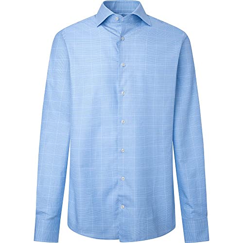 Hackett London Męska koszula w kratkę Twill Glen, Biały/niebo, 36