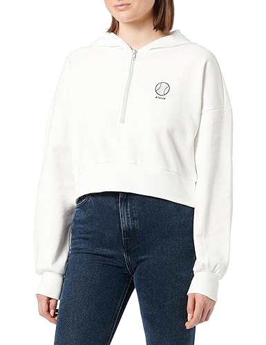 libbi Damska bluza z kapturem Cropped 23930097, biała wełna, L, biały (wollweiss), L