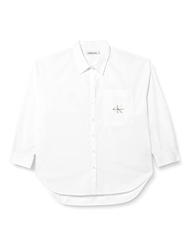 Calvin Klein Damska plus Monologo luźna koszula tkana topy, jasna biel, 3XL, Jasnobiały, 3XL