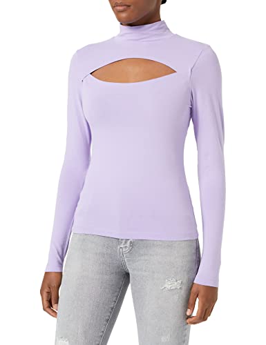 Urban Classics Damski top z długim rękawem z dekoltem i golfem, golf z długim rękawem, top z wysokim kołnierzem, rozmiary od XS do 5XL, lawendowy, L