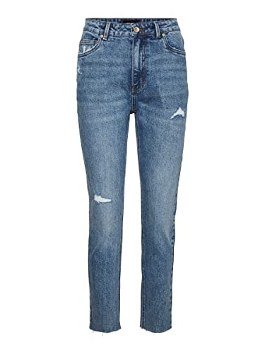 VERO MODA Dżinsy damskie Straight Fit VMBRENDA High Waist 2834 Medium Blue Denim