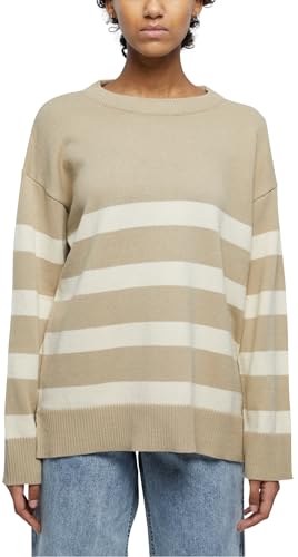 Urban Classics Damska bluza damska Striped Knit Crew Sweater wetsand/Sand XXL, Mokry piasek/piasek, XXL