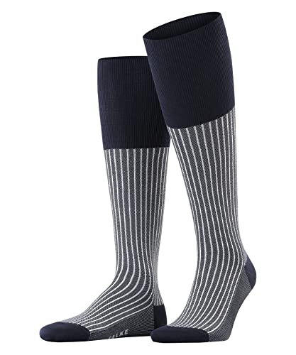 FALKE Mężczyźni Podkolanówki Oxford Stripe M KH Bawełna długie z wzorem 1 Para, Niebieski (Atlantic 6150), 43-44