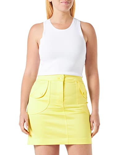Love Moschino Damska mini sukienka z kieszeniami i naszywką, żółta, rozmiar 42, żółty, 42