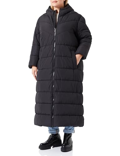Noisy may Damski płaszcz pikowany NMDALCON L/S X-Long Coat Curve, czarny, 52, czarny, 52