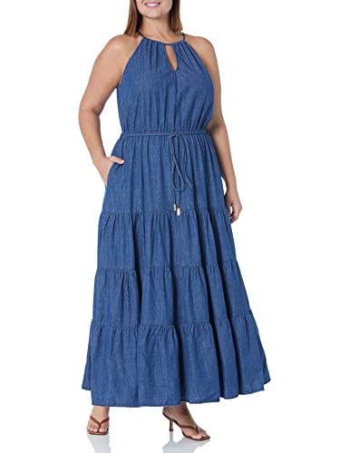 City Chic Women's Apparel Damska sukienka City Chic Maxi Hamptons, bardzo duża sukienka, Ciemny niebieski dżinsowy, 44
