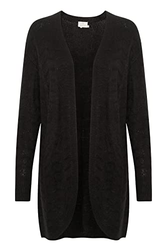KAFFE damski sweter z dzianiny, dzianiny, średniej długości rękawów, sweter damski, Głęboka czerń, XXL
