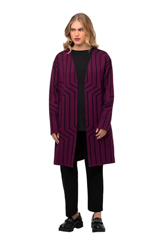 Ulla Popken, Damski, duże rozmiary, otwarty kardigan z żakardem, śliwka, 62/64