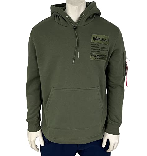 ALPHA INDUSTRIES Patch Hoody Lf Sweter męski, 142-Dark Olive, S