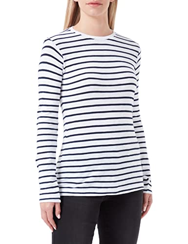 Timezone Damska koszulka z długim rękawem w paski, White Blue Stripe, XXL