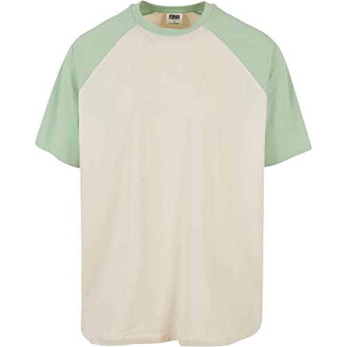 Urban Classics Męski T-shirt z bawełny organicznej, oversized raglan, męska górna część dostępna w 2 kolorach, rozmiary XS - 5XL, biały piasek/zielony vintage, S