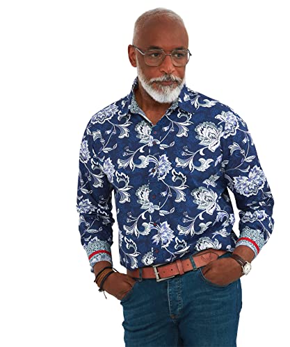 Joe Browns Męska koszula w kwiaty Paisley Mix Up, NIEBIESKI, S