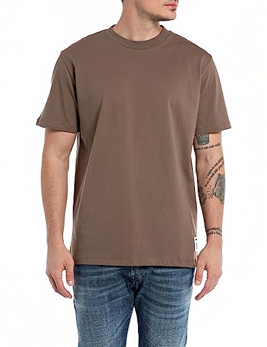 Replay Second Life Collection męski T-shirt z krótkim rękawem, okrągły dekolt, Drewno 629, XXL