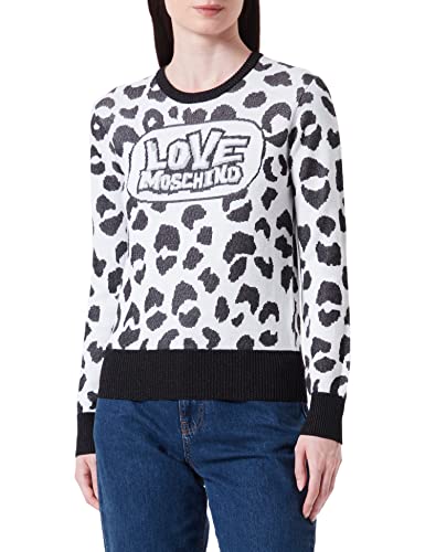 Love Moschino Damski sweter o regularnym kroju z długim rękawem, czerwony, czarny, 38 (DE)