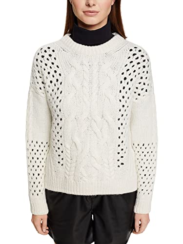 ESPRIT Damski sweter 112EE1I307, 110/OFF biały, rozmiar XL