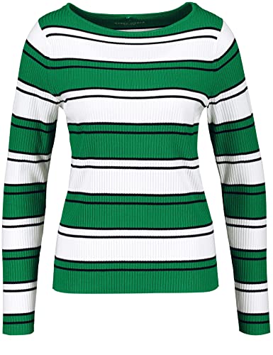 GERRY WEBER Edition Sweter damski 870532-44727, zielony/czarny w paski, 48, Zielony/czarny pierścień, 48