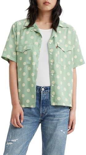 Levi's Ember Bowling z krótkim rękawem damska koszula (zestaw 1), Annie kropka granitowa zielona, XS, Annie kropka granit zielony, XS