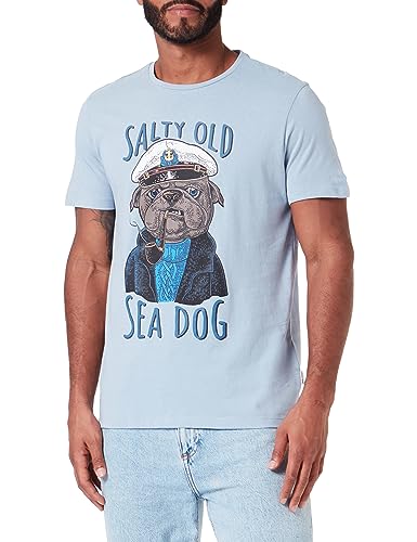 Blend Męski T-shirt T-shirt, 164010/Dusty Blue, XL, 164010/Dusty Blue, XL