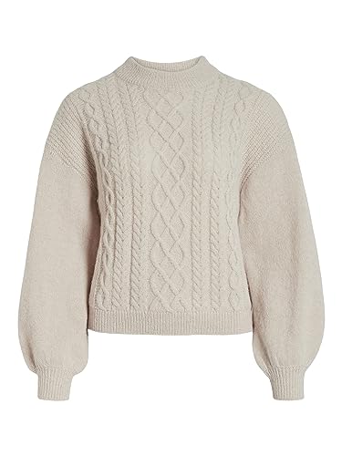 Vila Vichinti O-Neck Cable Knit TOP-NOOS, brzoza, L
