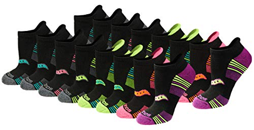 Saucony Damskie wielopak Performance Heel Tab Athletic Skarpety do biegania (8 sztuk), Różne czarne (16 par)