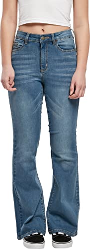 Urban Classics Damskie spodnie jeansowe z wysokim stanem, sprane, 2, Kamień środkowy sprany, 54
