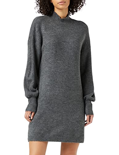 VERO MODA Damska sukienka midi z wysokim kołnierzem, Medium Grey Melange, S