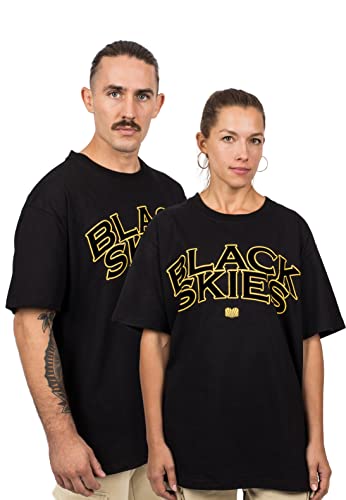 Blackskies Bluzka z kapturem o wadze ciężkiej Oversize | Streetwear Luxury Sweers Men's Ladies Sweter Sweter z stadem, Koszulka Black-gelb, S