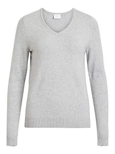 Vila Damski sweter Viril V-Neck L/S Knit Top-Noos, jasnoszary melanżowy, XXL
