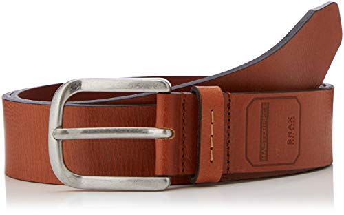 BRAX Męskie arcydzieło Büffelleder Uni Schließe amerykański srebrny pasek, Brązowy (koniak 55), 40 (Manufacturer size: 90)