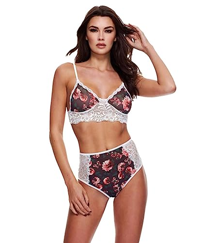 BACI LINGERIE Damskie wsparcie biustonosza z kwiatem i koronką, zestaw, szary, M/L