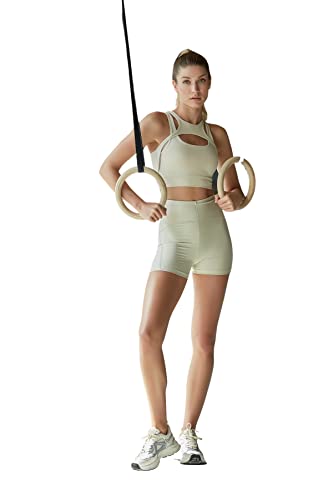 Trendyol Damska odzież sportowa z wysokim stanem Skinny Fit kurtki motocyklowe legginsy sportowe, KAMIEŃ, X-Small