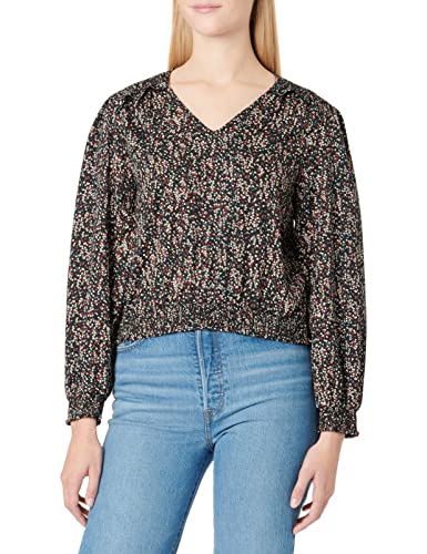 ONLY Women's ONLTIANA L/S Smock TOP WVN NOOS Bluse, Black/AOP: Lanna Ditsy, M