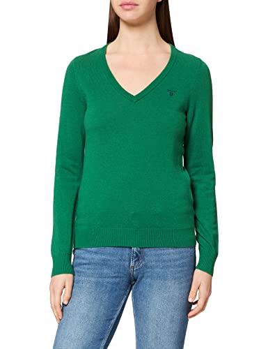 GANT MD. Extrafine Lambswool V-Neck Sweter Damski, Zielony (Lavish Green), XXL