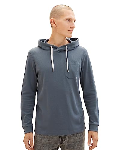 TOM TAILOR Męska koszula z długim rękawem z kapturem, 32506-dusty dark teal, S