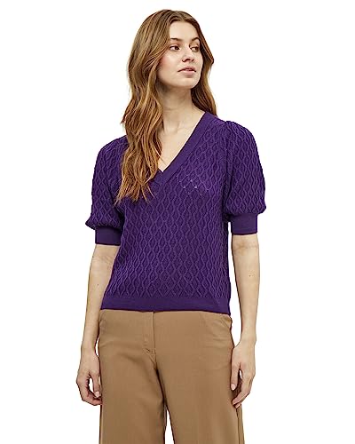 Peppercorn Damska koszulka z dzianiny Rosalia z dekoltem w serek do połowy rękawa, 1632 Imperial Purple, XL