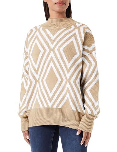 nascita Damski sweter z dzianiny 19019439-NA03, beżowy wełniany biały, XS/S, Beżowy biały wełna, XS-S