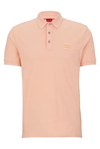 HUGO Dereso C Slim-Fit męska koszulka polo z bawełny piqué z naszywką z logo, Light/Pastel Red630, L