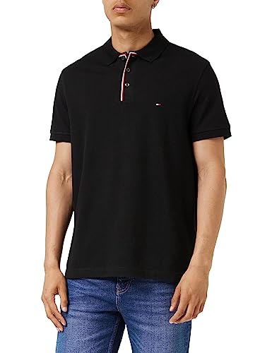 Tommy Hilfiger Męska koszulka polo RWB z plisą REG S/S, czarna, XS, Czarny, XS