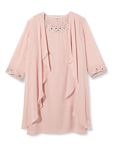 Gina Bacconi Damska krótka szyfonowa sukienka z dekoltem z koralikami, koktajlowa, Różowa róża, 38