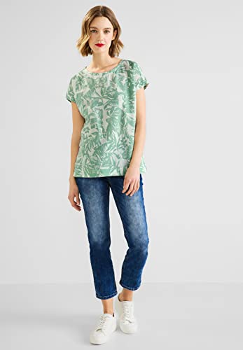 Street One Damska koszulka lniana, Soft Leafy Green, 42