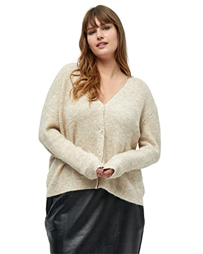 Peppercorn Damski kardigan Flores z dekoltem w serek, Ciepły piaskowy melanż, 50