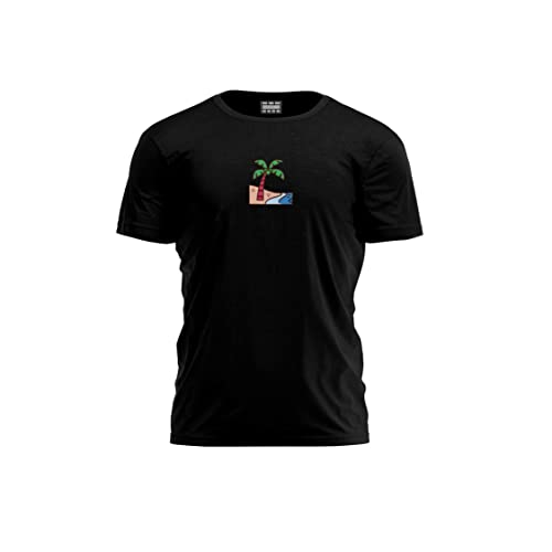 Bona Basics, Męski T-shirt z cyfrowym nadrukiem,% 100 bawełna, czarny, na co dzień, męskie topy, rozmiar: S, czarny, S