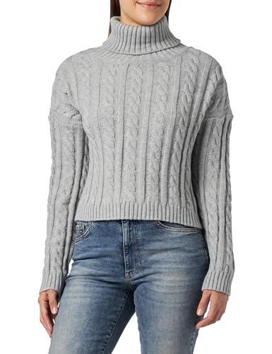 Libbi Damski sweter Twist z golfem, akryl, jasnoszary, melanż, rozmiar XS/S, jasnoszary melanż, XS