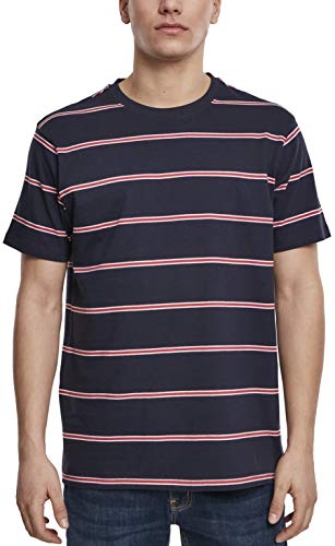 Urban Classics Yarn Dyed Skate Stripe Tee T-Shirt męski, wielokolorowy (Midnightnavy/Red 02052), S