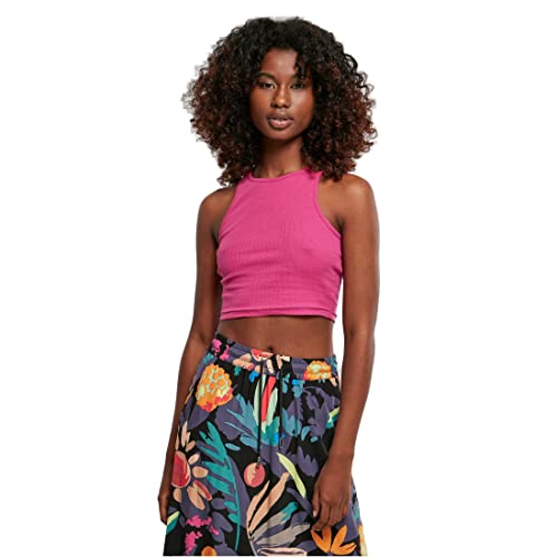 Urban Classics Damska górna część damska Cropped Rib Top, bez brzucha damski top z prążkowanego materiału, dostępny w 7 wariantach kolorystycznych, rozmiary XS -5XL, Rosa, XS