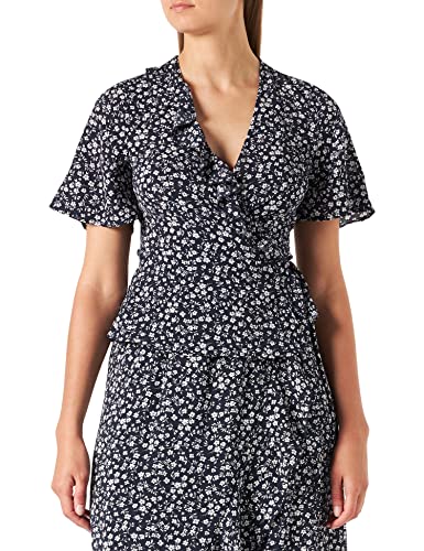 ONLY Onlcarly S/S Wrap Short WVN top damski, Night Sky/Aop:white Flower, 42