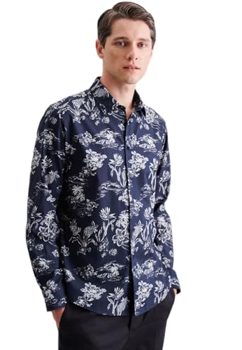 Seidensticker Męska koszula z długim rękawem, regularny krój, ciemnoniebieska, 6XL, granatowy, 6XL